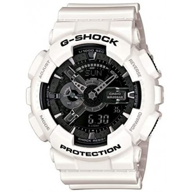 Casio G-Shock GA-110GW-7ADR Black Digital Analog Dial White Resin Strap