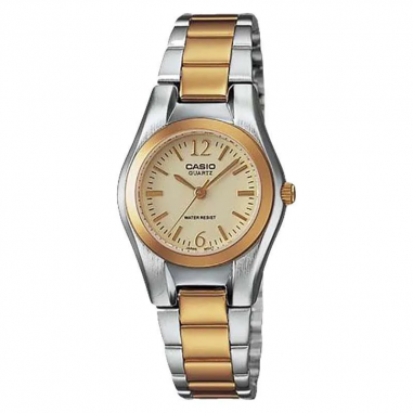 Casio LTP-1253SG-9ADF Enticer Ladies Gold Dial Dual Tone Stainless Steel Strap