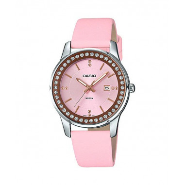 Casio LTP-1358L-4A2VDF Enticer Ladies Pink Dial Pink Leather Strap