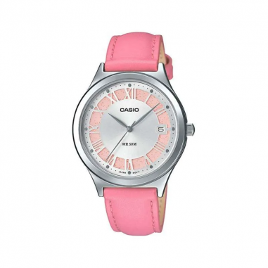 Casio LTP-E141L-4A3VDF Women's Enticer Pink Roman Stardust Dial Leather Band Analog Watch