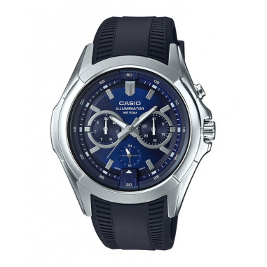 Casio MTP-E204-2AVDF Enticer Men Blue Dial Black Resin Strap