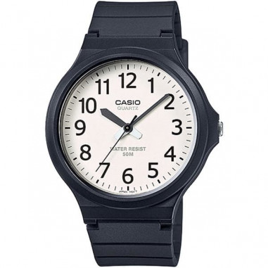 Casio General MW-240-7BVDF White Dial Black Resin Strap