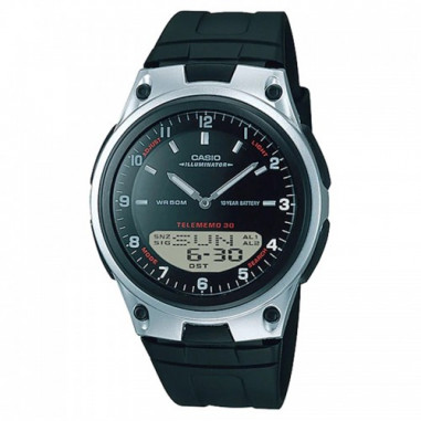 Casio General AW-80-1AVDF - 10 Year Battery - Digital Analog Dial Black Resin Strap