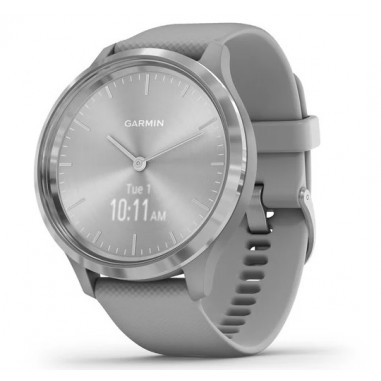 Garmin Vivomove 3 Silver Stainless Steel Bezel with Powder Gray Case and Silicone