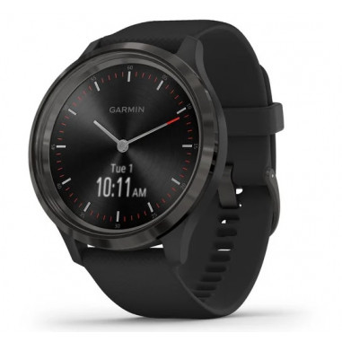 Garmin Vivomove 3 Slate Stainless Steel Bezel with Black Case and Silicone Band