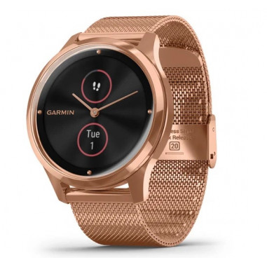 Garmin Vivomove Luxe 18K Rose Gold PVD Stainless Steel Case with Rose Gold Milanese Band