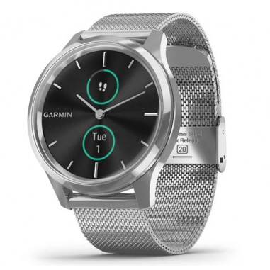 Garmin Vivomove Luxe Silver Stainless Steel Case with Silver Milanese Band