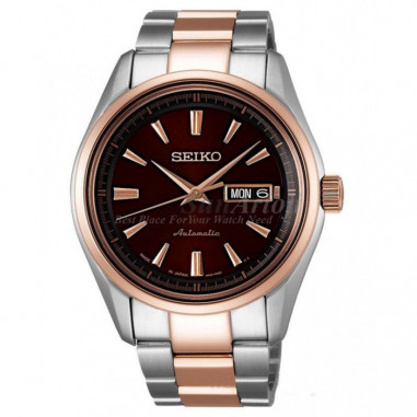 Seiko SRP536J1 Presage Automatic Silver Brown Rose Gold