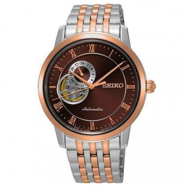 Seiko SSA274J1 Presage Automatic Silver Rose Gold Brown