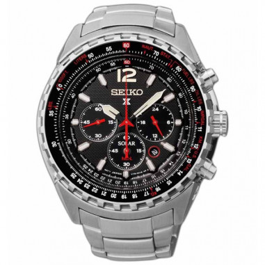 Seiko SSC261P1 Prospex Aviation Solar Silver Black Red