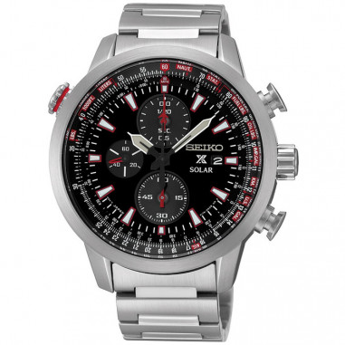 Seiko SSC349P1 / SSC349 Prospex Sky Solar Silver Black Red