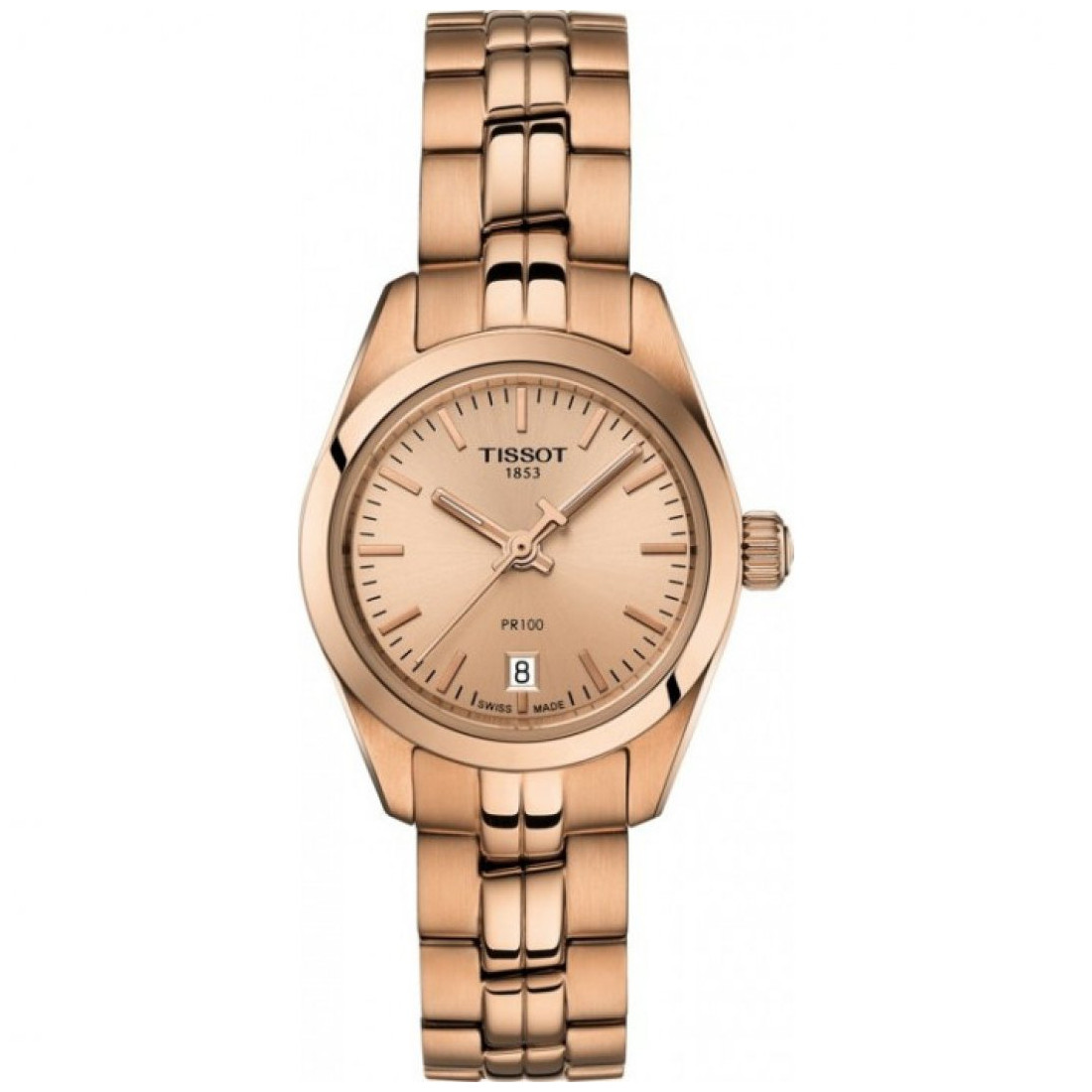 TISSOT PR100 Small T101.010.33.451.00 Ladies Rose Gold Dial Jam Tan