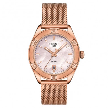 TISSOT PR100 Sport Chic T101.910.33.151.00 Mother of Pearl Dial Rose Gold