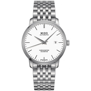 Mido M027.408.11.011.00 Baroncelli III Chronometer Cal. 80 Automatic White Dial