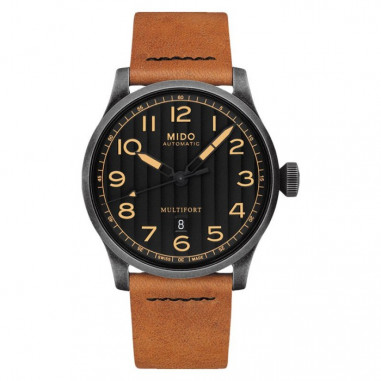 Mido M032.607.36.050.99 Multifort Automatic Black Dial Tan