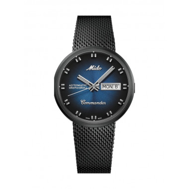 Mido Commander Shade M8429.3.25.11 Men Blue Smoke Dial Black