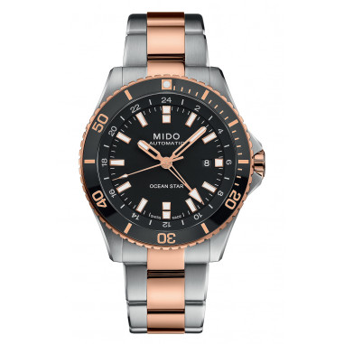 MIDO Ocean Star Captain M026.629.22.051.00 GMT Black Dial Dual Tone