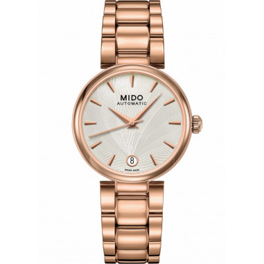 Mido M022.207.33.031.10 Baroncelli II Automatic Silver Pattern Dial Rose Gold