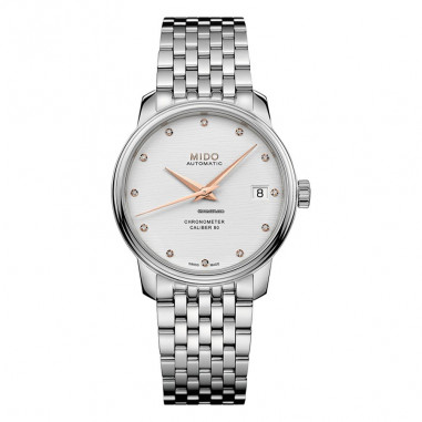 MIDO Baroncelli III M027.208.11.036.00 Chronometer Silicon Lady Silver Dial