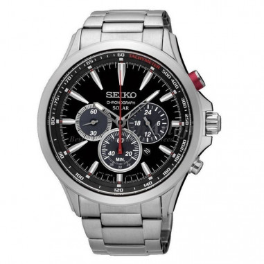 Seiko Solar Chronograph SSC493P1 Black Dial Stainless Steel