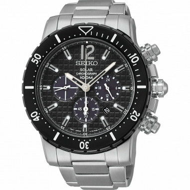 Seiko Solar Chronograph SSC245P1 Black Dial Stainless Steel