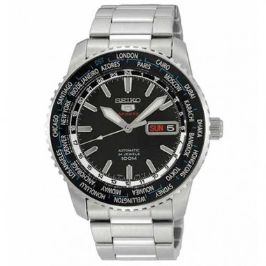 Seiko 5 SRP127K1 Sport World Time Silver Black