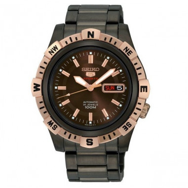 Seiko 5 SRP148K1 Sports Black Brown Rose Gold