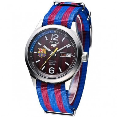 Seiko 5 SRP303K1 Sports Barcelona Blue Red Canvas