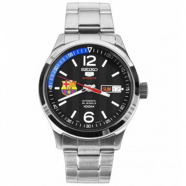 Seiko 5 SRP301K1 Sports Barcelona Silver Black Blue