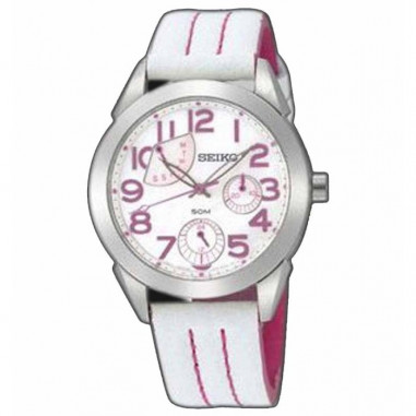 Seiko SPA835P1 Ladies White Pink Leather