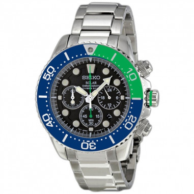 Seiko SSC239P1 Divers Solar Chrono Silver Black Blue Green