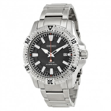 Seiko SNE293P1 Divers Solar Full Silver Black