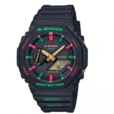 Casio G-Shock GA-2100TH-1ADR Digital Analog Dial Black Resin Strap