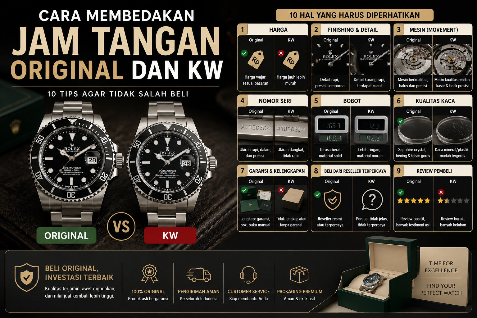 Cara Membedakan Jam Tangan Original dan KW: 10 Tips Agar Tidak Salah Beli
