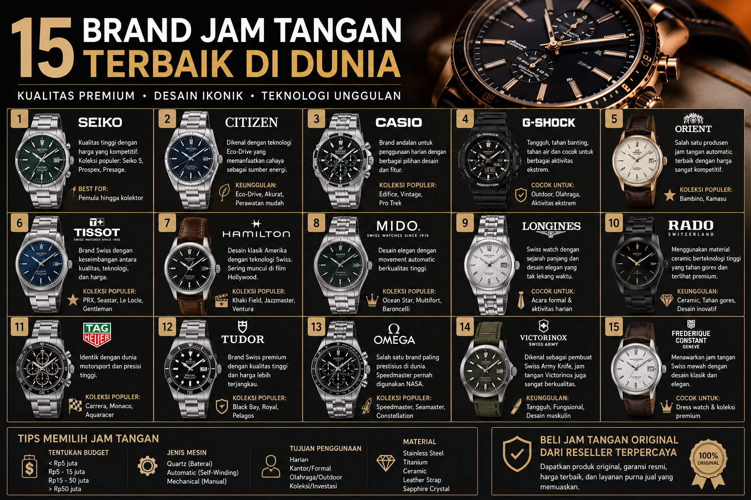 15 Brand Jam Tangan Terbaik di Dunia yang Wajib Anda Ketahui