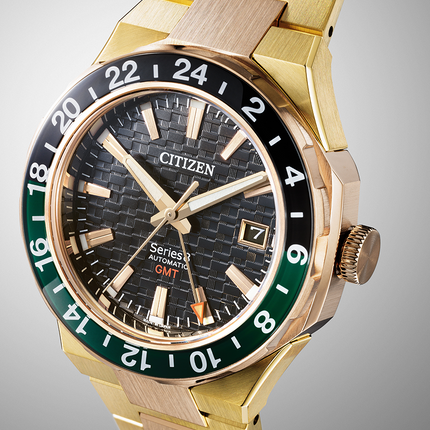 Citizen Series8 NB6033-51E Automatic GMT Black Dial Gold Stainless Steel Strap
