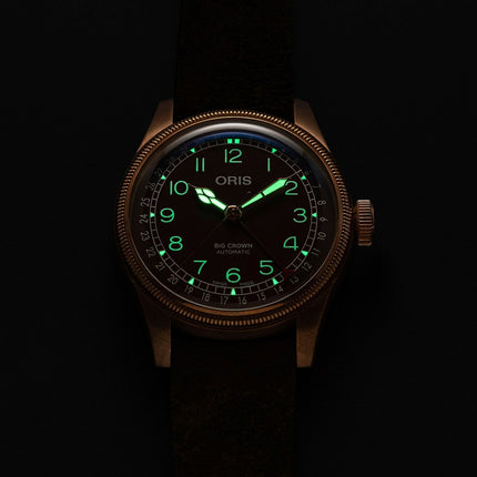 Oris Big Crown Pointer Date 01-754-7741-3166-07-5-20-74BR Men Brown Dial Brown Leather Strap