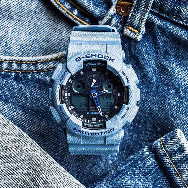 Casio G-Shock GA-100DE-2ADR Special Color Models Blue Denim Resin Strap