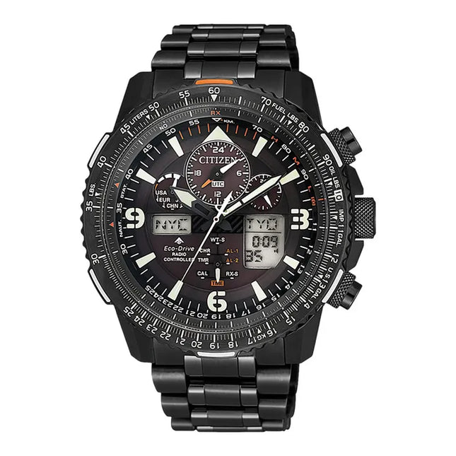 Citizen Promaster JY8085-81E Skyhawk Eco Drive Men Analog Digital Dial Black Stainless Steel Strap