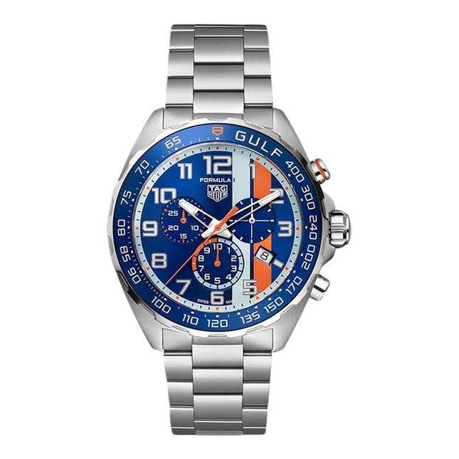 TAG Heuer Formula 1 CAZ101AT.BA0842 Gulf Chronograph Blue Dial Steel Strap