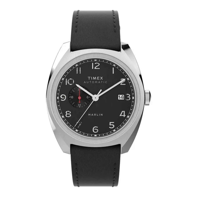 Timex Marlin TW2V62100 Automatic Sub-Dial Black Dial Black Leather Strap