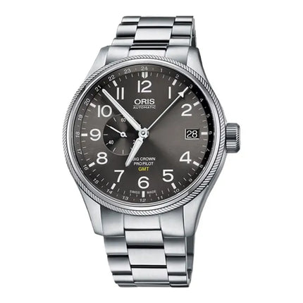 Oris Pro Pilot 01-748-7710-4063-07-8-22-19 Big Crown GMT Grey Dial Stainless Steel Strap