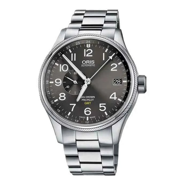 Oris Pro Pilot 01-748-7710-4063-07-8-22-19 Big Crown GMT Grey Dial Stainless Steel Strap