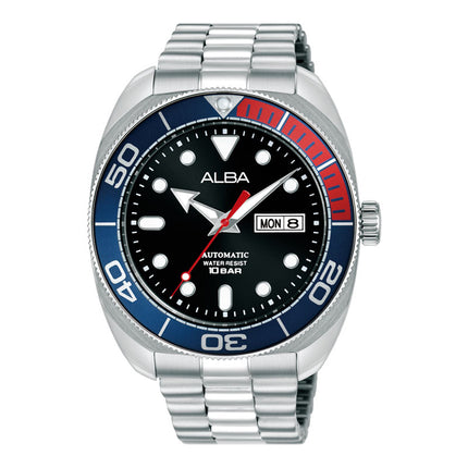 Alba Mechanical AL4819X1 Automatic Men Baby Turtle Pepsi Black Dial Stainless Steel Strap