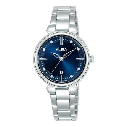Alba Fashion AH7EV9X1 Ladies Analog Blue Dial Stainless Steel Strap