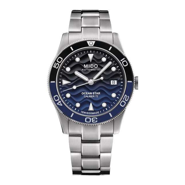 Mido Ocean Star 39 M026.907.11.041.00 80th Anniversary Blue Pattern Dial St. Steel Strap