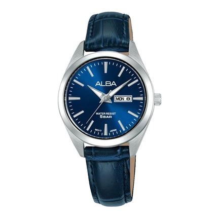 Alba AN8127X1 Ladies Blue Dial Blue Leather Strap