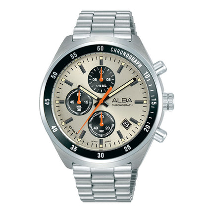 Alba Active AM3A41X1 Men Chronograph Beige Dial Stainless Steel Strap