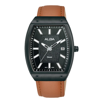 Alba Active AG8N19X1 Men Black Patterned Dial Light Brown Leather Strap