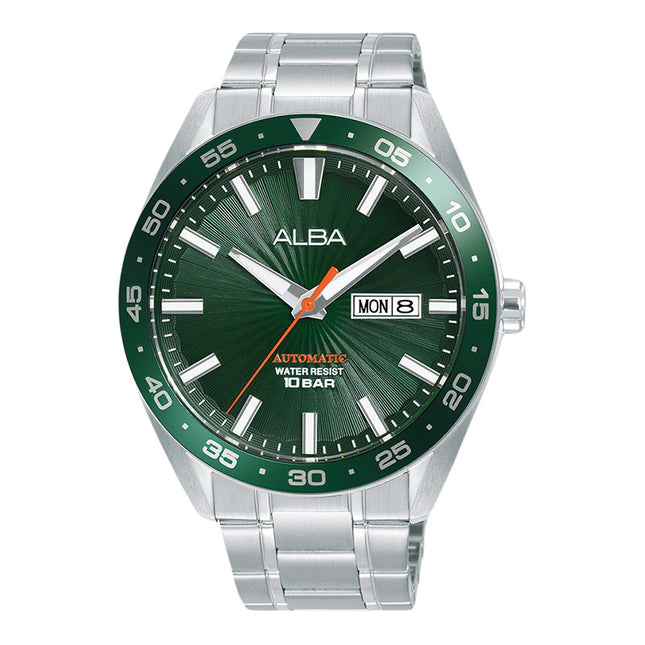 Alba Mechanical A3B007X1 Automatic Men Green Patterned Dial Stainless Steel Strap